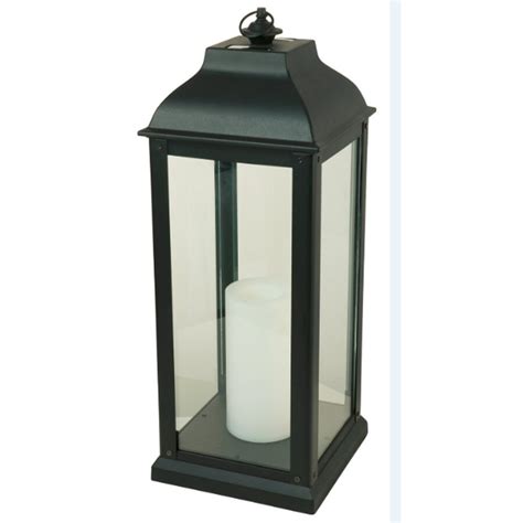 701 In X 185 In Black Glass Solar Outdoor Decorative Lantern At