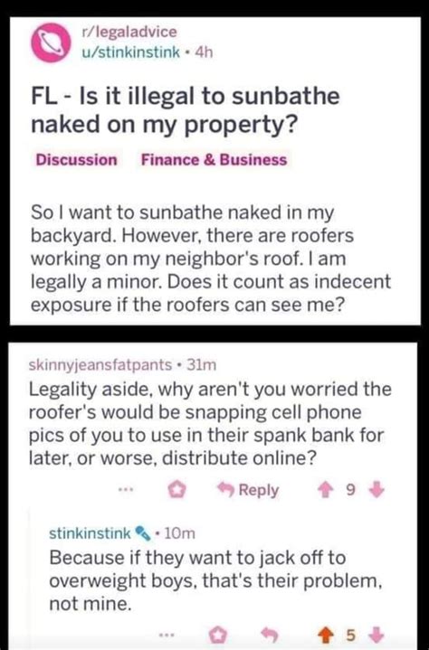 Us Stinkinstin Fl Is It Illegal To Sunbathe Naked On My Property