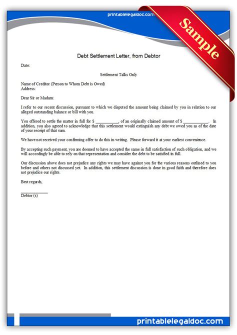 Debt Negotiation Letter Template Sample Design Layout Templates