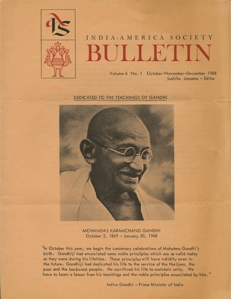 India America Society Bulletin October November December 1968 South
