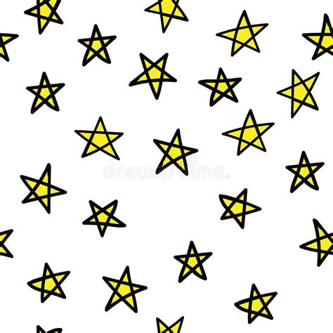 Seamless Yellow Pattern With Gold Yellow Stars Vector Illustration