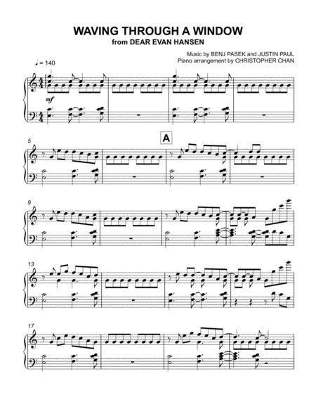 Waving Through A Window Advanced Solo Piano Music Sheet Download