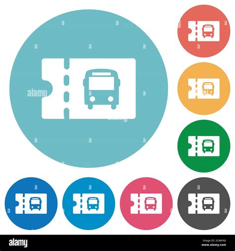 Public Transport Discount Coupon Flat White Icons On Round Color Backgrounds Stock Vector Image