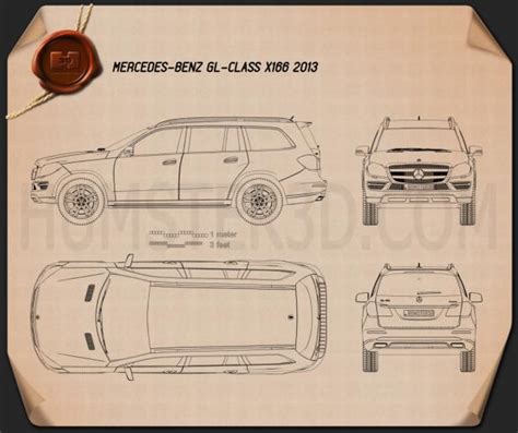 Mercedes Benz Gl Class X Blueprint Hum D