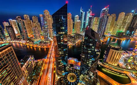 1920x1080px 1080p Free Download Dubai Night Skyscrapers Modern