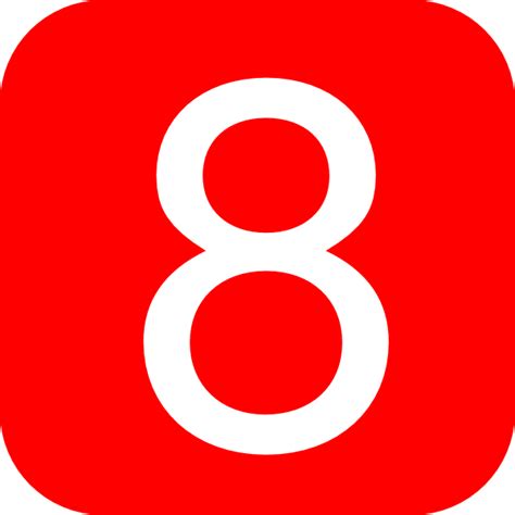Red Rounded Square With Number 8 Clip Art At Vector Clip