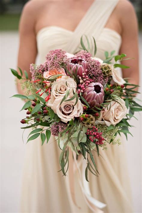 22 Tropical King Protea Wedding Bouquets Ideas