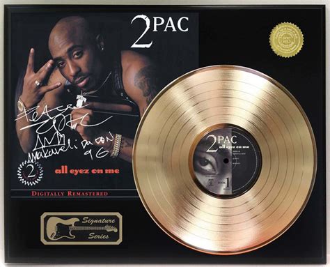 Tupac Shakur 2pac All Eyez On Me Gold Lp Record Signature Display