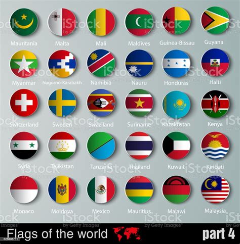 Vector Flags Of All Countries With Shadows Stock Illustration