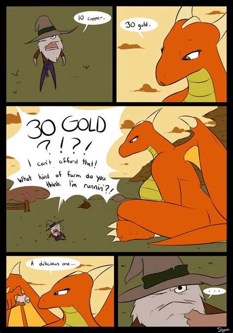 A Comic Strip With An Image Of A Red Dragon Sitting On The Ground Next To Another Cartoon