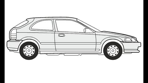 How To Draw A Honda Civic 3 Как нарисовать Honda Civic 3 Youtube