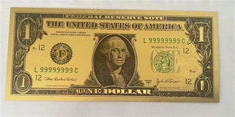 Gold 1 Dollar Bill Etsy