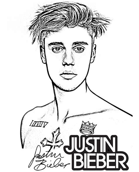 Handsome Justin Bieber Coloring Sheet For Justin Lovers People Coloring