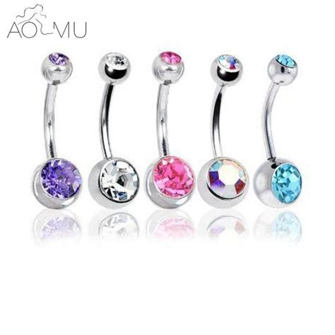 5pcslot Belly Button Rings Crystal Surgical Steel Body Jewelry