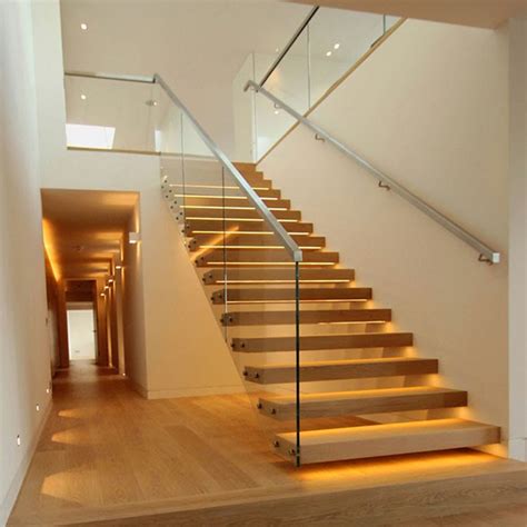 Modern Floating Staircase Indoor Wooden Staircase Design With Stainless