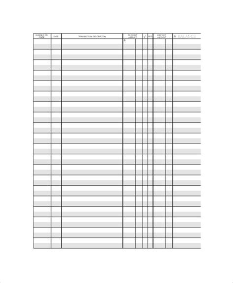 Free 9 Printable Check Register Samples In Pdf Ms Word Excel