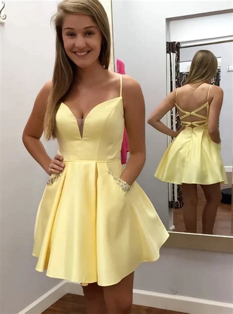 Yellow Homecoming Dresses Prom Dresses Short Dance Dresses Party Dresses Yellow Short