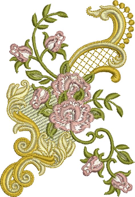 Rose Design Embroidery Motif - 03 - Golden Classic by Sue Box - Sue Box ...