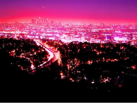 Pink Skyline Hollywood Hills Skyline Los Angeles California