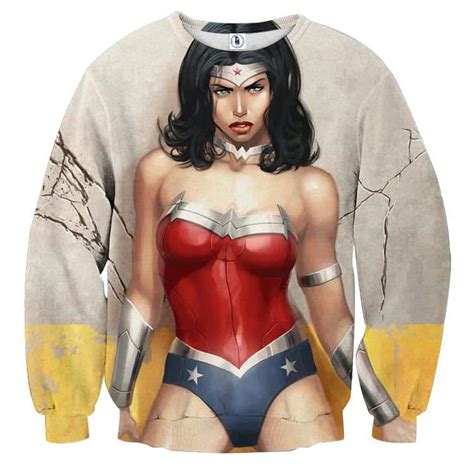 Sexy Wonder Woman 3d Animated Print Cracking Wall Sweatshirt
