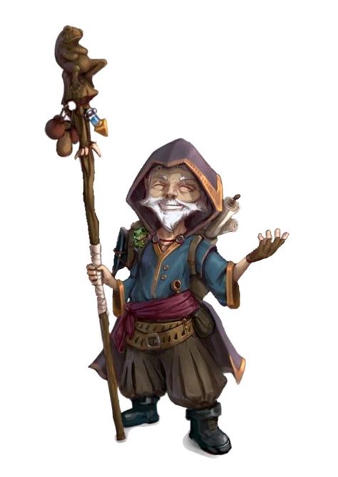 Male Gnome Sorcerer With Staff Pathfinder Pfrpg Dnd Dandd 35 5th Ed