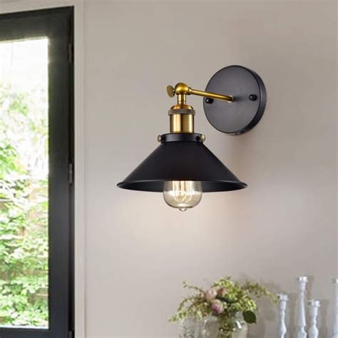 Shop Anastasia Industrial Wall Sconce In Black And Metallic Gold Finish