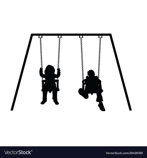 Child Silhouette On Swing Royalty Free Vector Image