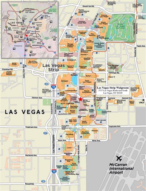 Vegas Strip And Downtown Map Las Vegas Blvd Las Vegas Nevada