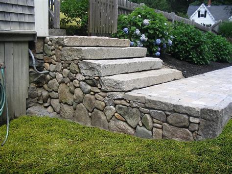 Walkways And Stepsdry Stacked Native Stone With Aged Granite Steps 1
