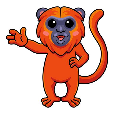 Cute Red Howler Monkey Cartoon Waving Hand 14819883 Vector Art At Vecteezy