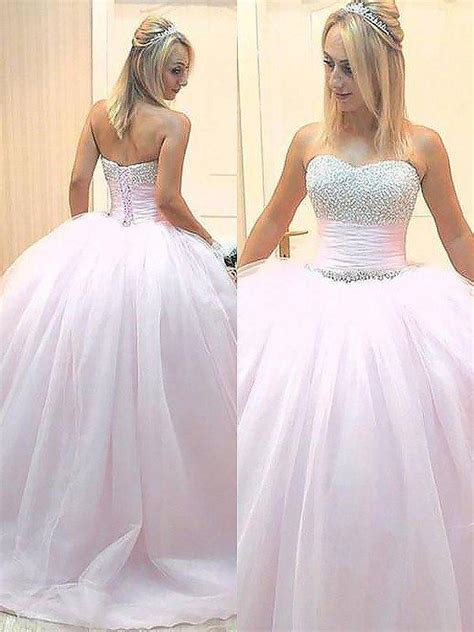 Ball Gown Sweetheart Floor Length Prom Dresses With Beading Save Up