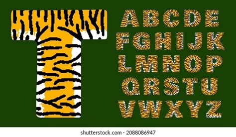 Tiger Alphabet Bold Letters White Orange Stock Vector Royalty Free