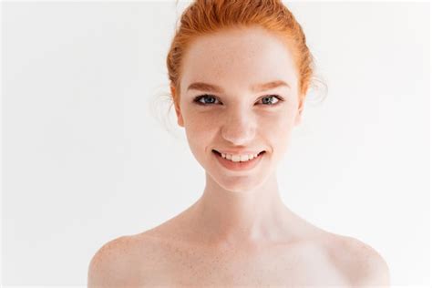 Free Photo Close Up Portrait Of Happy Naked Ginger Woman Looking