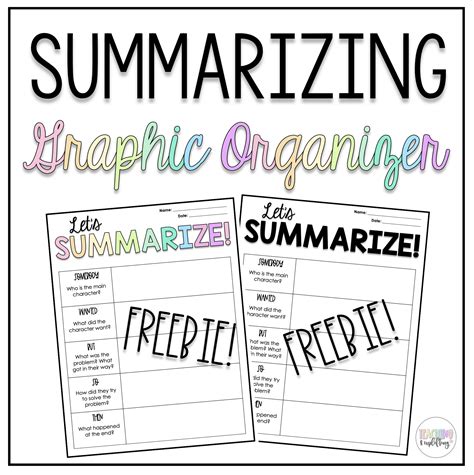 Summarizing Graphic Organizer Graphic Organizers Organization Summarize
