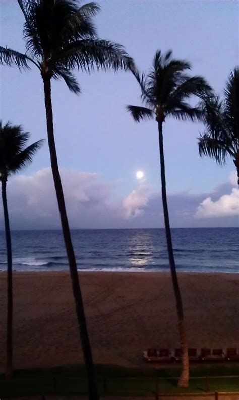 Moon Over Kaanapali Beach From The Kaanapali Alii Oceanfront