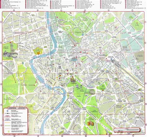 Mappa Roma Con Dettagli Principali Dei Monumenti Di Roma