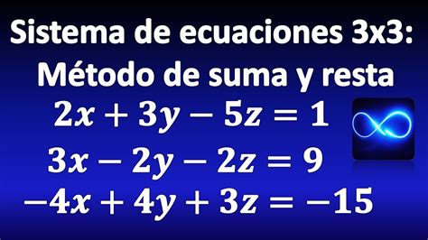 Sistema De Ecuaciones 3x3 Método De Reducción Suma Y Resta