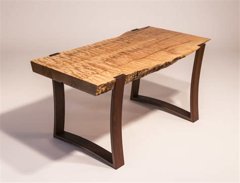 I cut another piece of scrap wood to the length of the table minus 3 inches and used that to mark the length of a cross brace to attach the 2 legs. Live edge curly maple slab coffee table with curved ipe ...