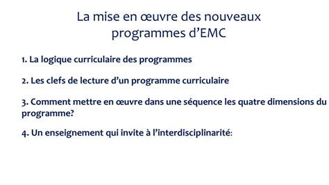 La mise en œuvre des nouveaux programmes dEMC ppt télécharger