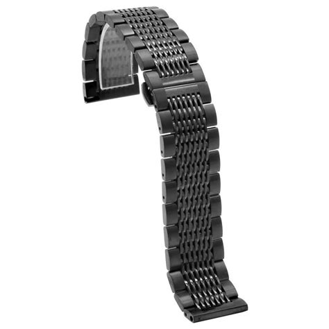Solid Black Silver Mesh 316l Stainless Steel Watch Band Strap Butterfly