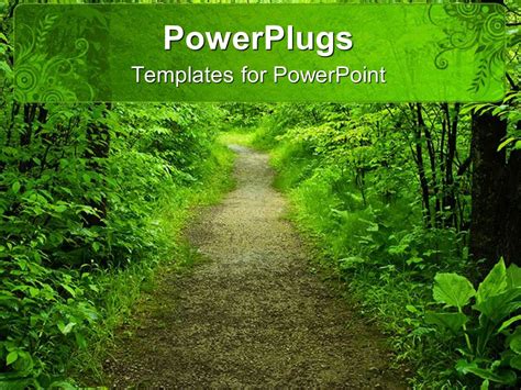 Powerpoint Template View Of A Forest Showing A Foot Path And Trees