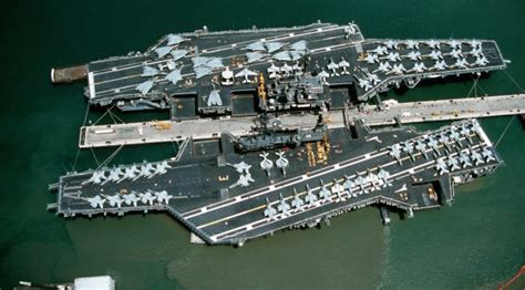 2 Usn Super Aircraft Carriers Docked Side By Side At Pearl Harbour