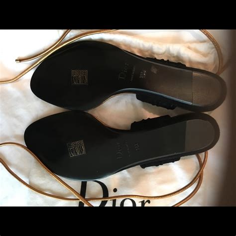 Dior Shoes Christian Dior Flat Goldtone Anklestrap Sandals Poshmark