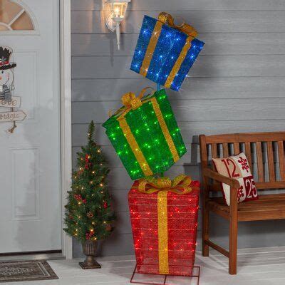 Gerson International Stacked Lighted Gifts Decorating With Christmas