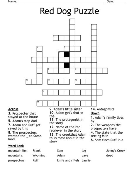 Red Dog Puzzle Crossword Wordmint