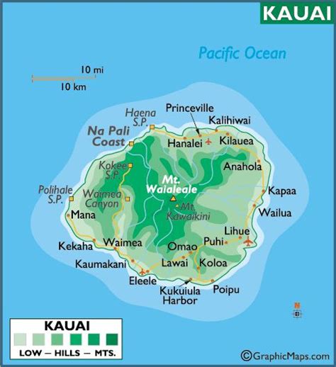 The Largest Hawaiian Islands Kauai Map Kauai Kauai Hawaii