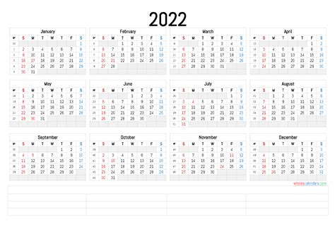 2022 Annual Calendar Printable 6 Templates Free Printable 2020