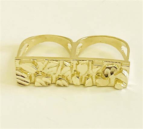10k Gold Nugget 2 Finger Ring Devon Jeweler