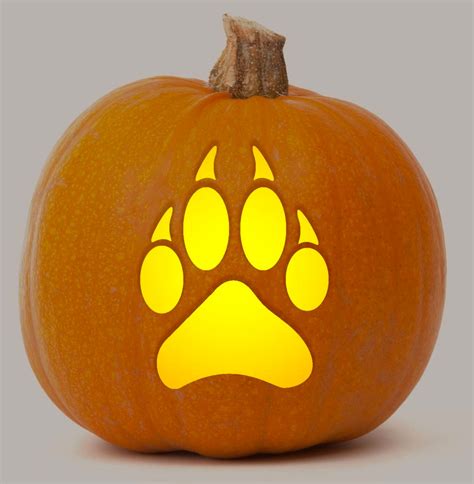 Printable Pumpkin Stencil For Carving Wolf Paw Silhouette Fun And Unique