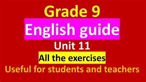 Grade 9 Englishunit 11reading And Exercisesenglish Guide Class 9 Youtube